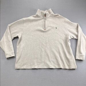 Polo Ralph Lauren Quarter Zip Pullover Sweater Tan Beige Cotton Men’s 2XLT